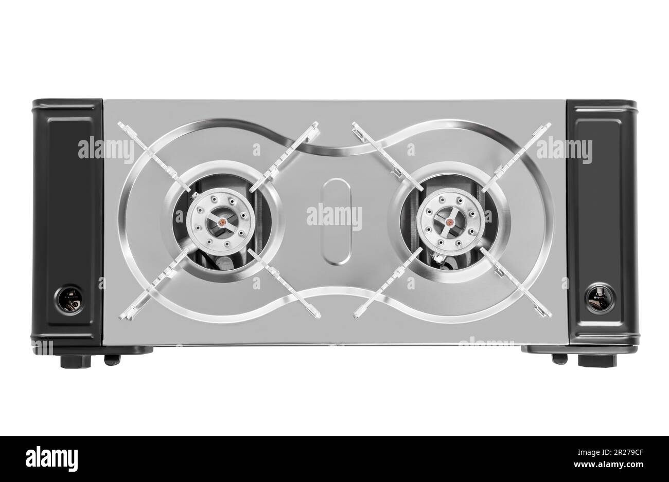 Portable gas stove isolated on white, top view. Military equipment