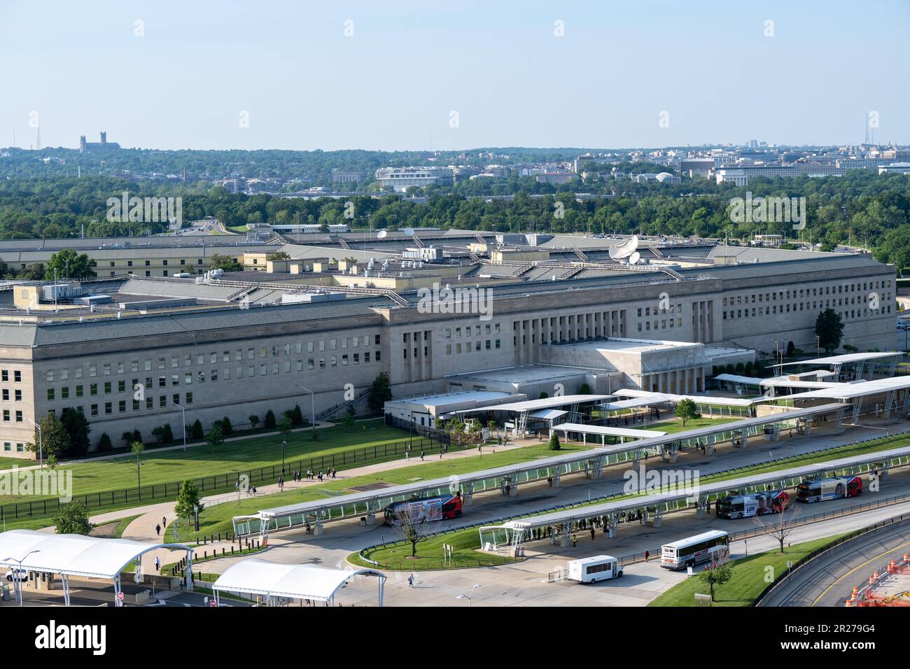 An aerial view of the Pentagon, Washington, D.C., May 15, 2023. (DoD photo by U.S. Air Force Staff Sgt. John Wright) Stock Photo