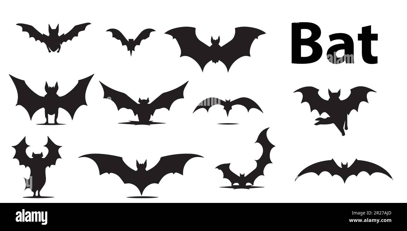 A silhouette bat vector collection Stock Vector Image & Art Alamy