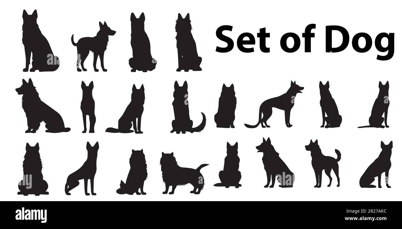 Silhouettes of a dog's vector set. Stock Vector