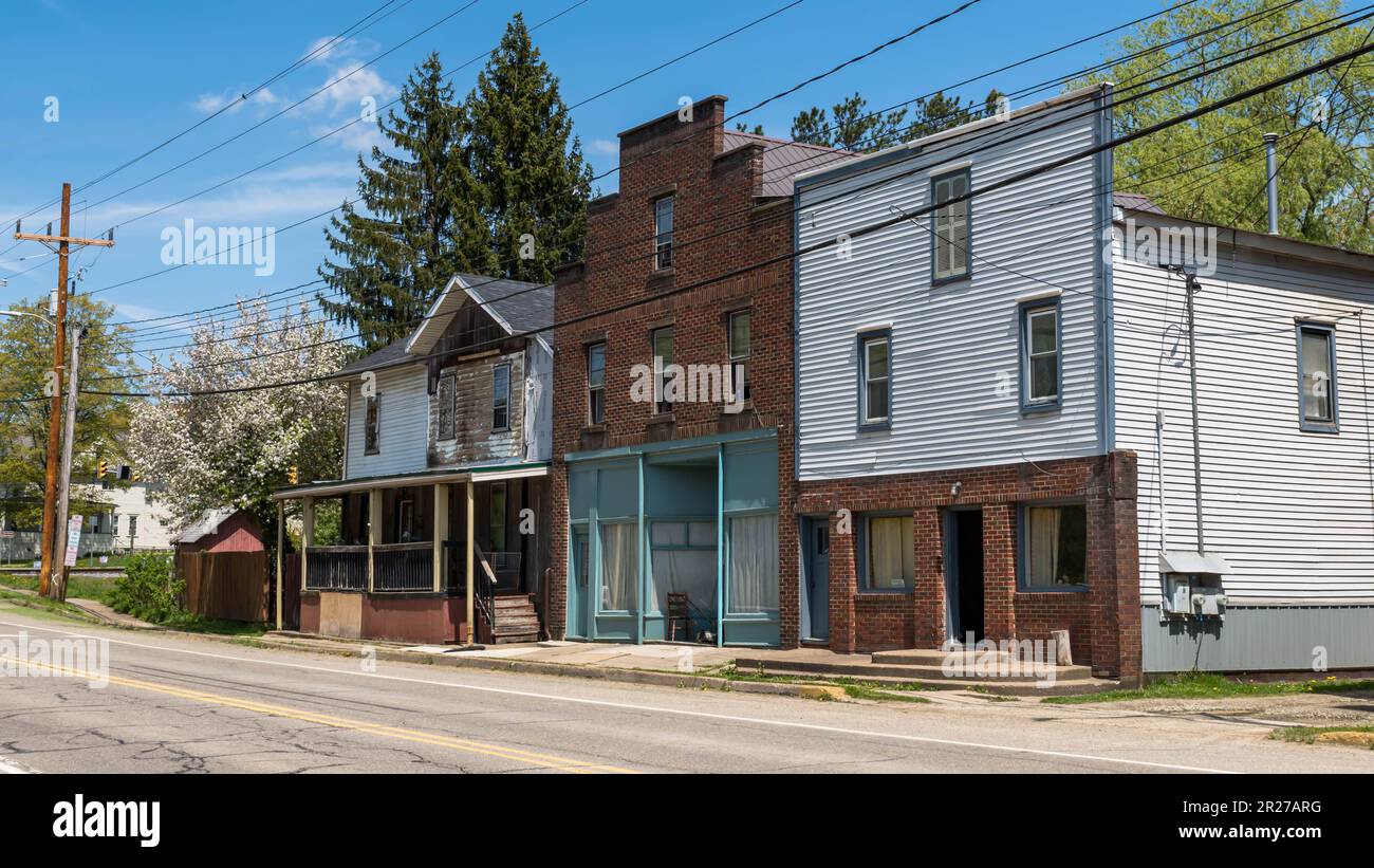 A row of old buildings on South Main Street in Sheffield, Pennsylvania