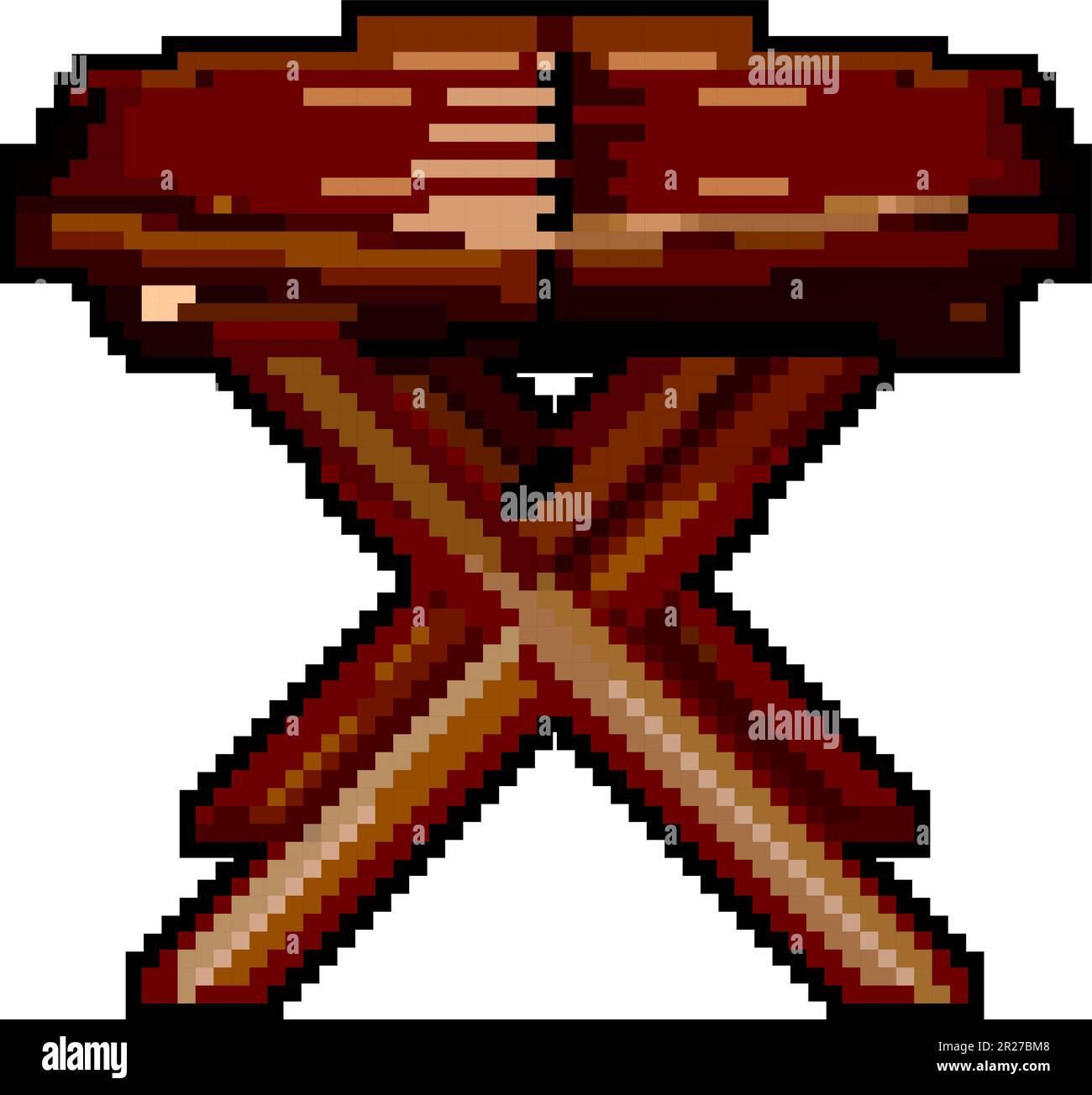 wooden folding table game pixel art vector illustration Stock Vector