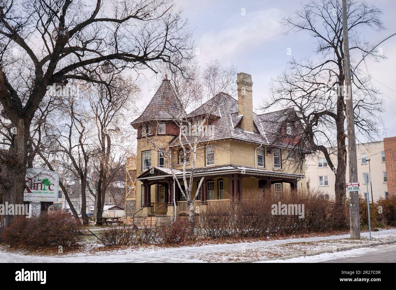 Winnipeg, Manitoba, Canada - 11 16 2014: Wilson House Klinic Building in the heart of Winnipeg is a municipally-designated historic site. The Klinic Stock Photo