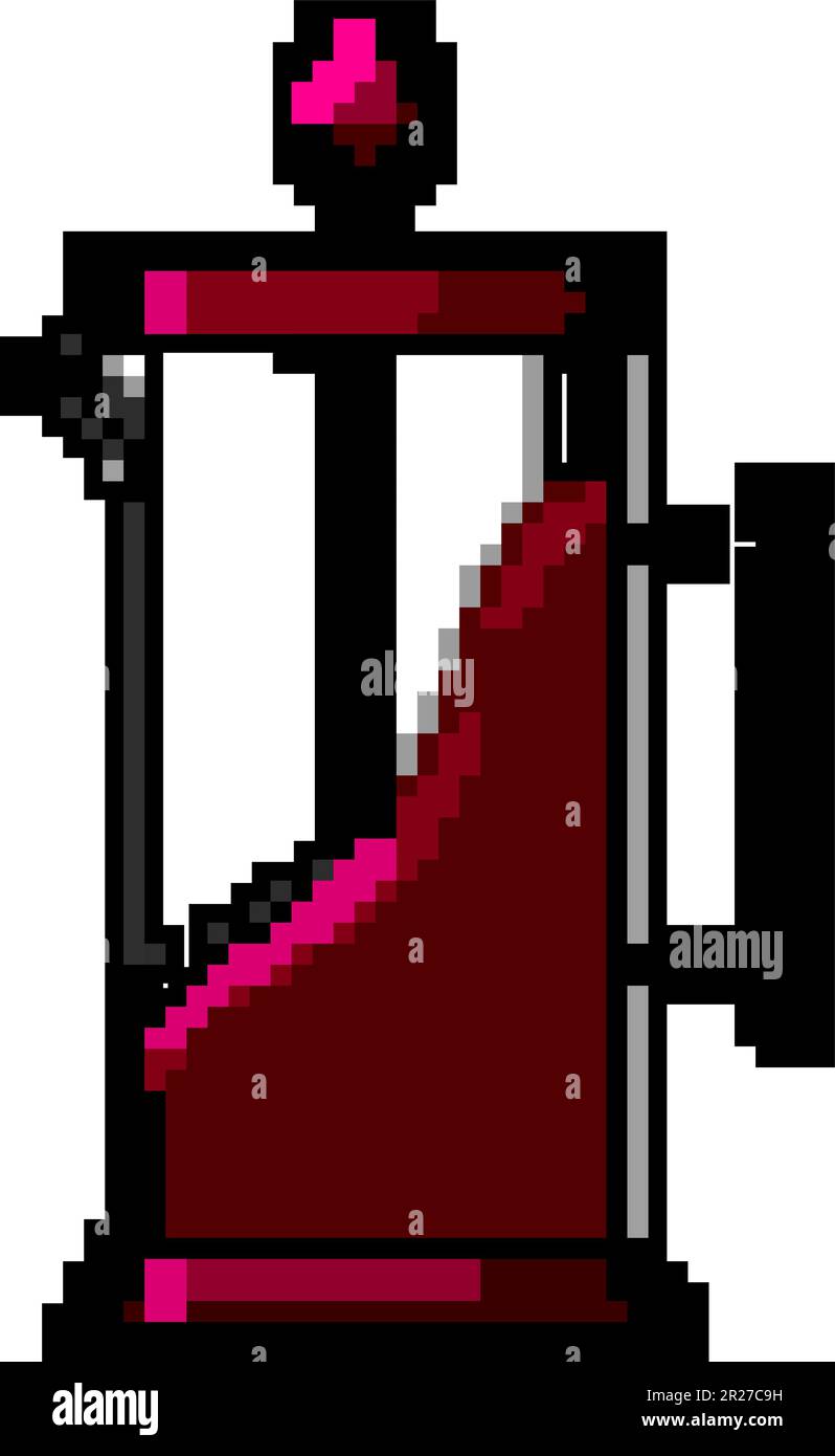 caffeine french press coffee game pixel art vector illustration Stock