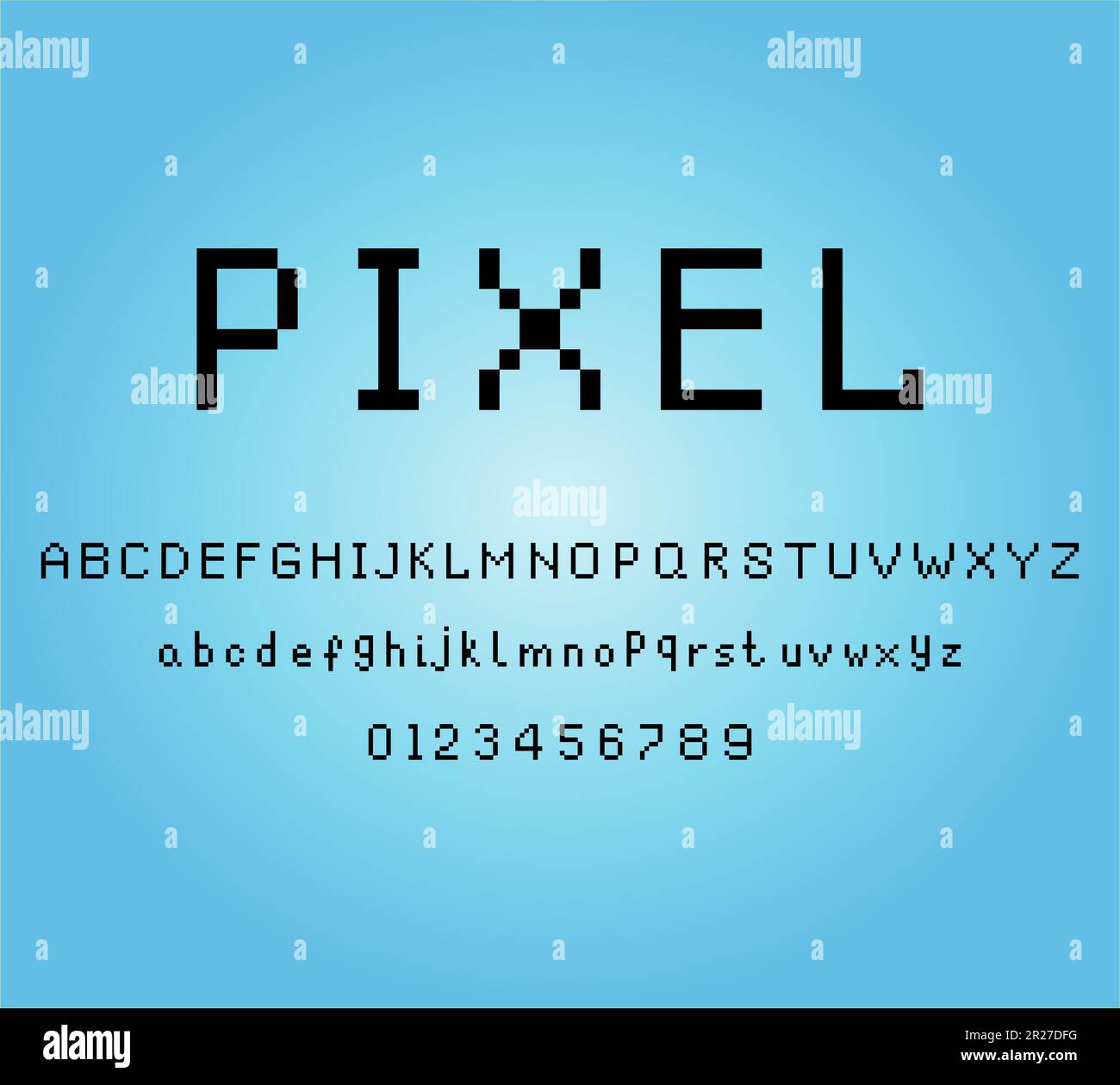 8-bit pixel alphabet. Modern stylish fonts or letters types for titles or titles such as posters, layout design, games, websites or print. Stock Vector