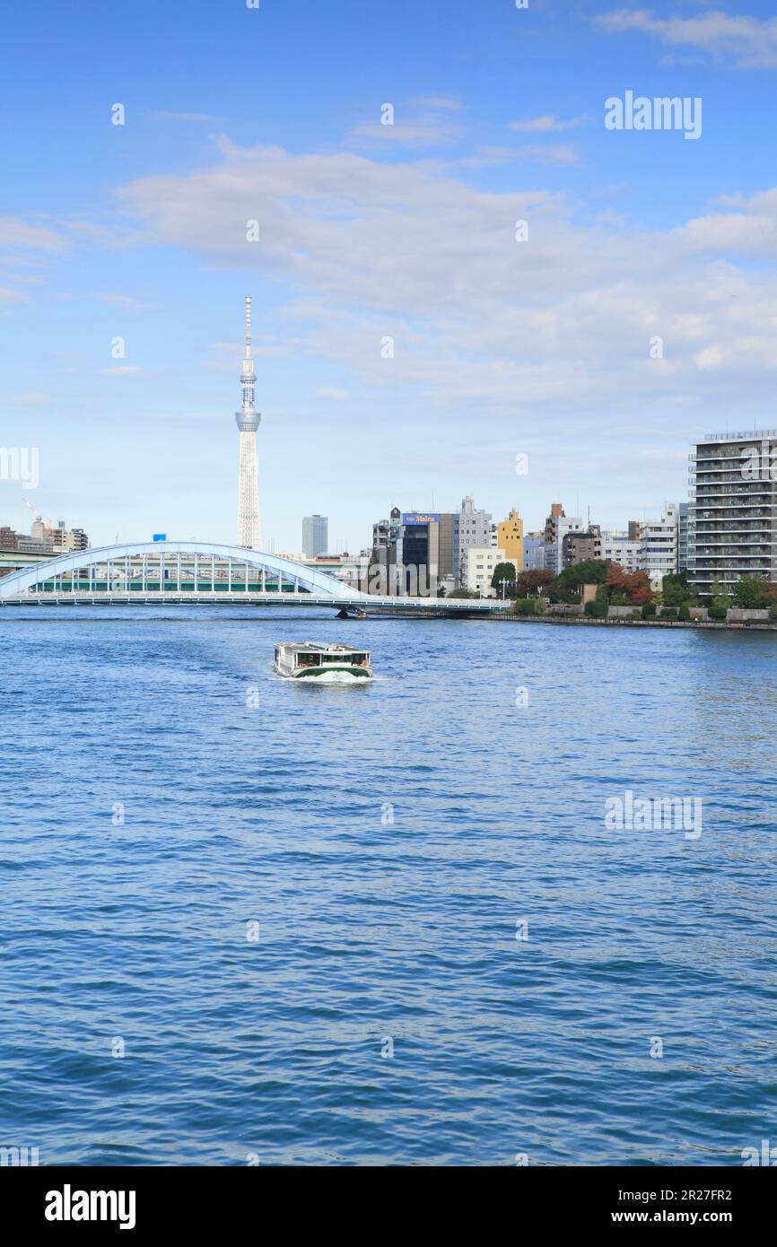 Skytree and Sumida River Stock Photo