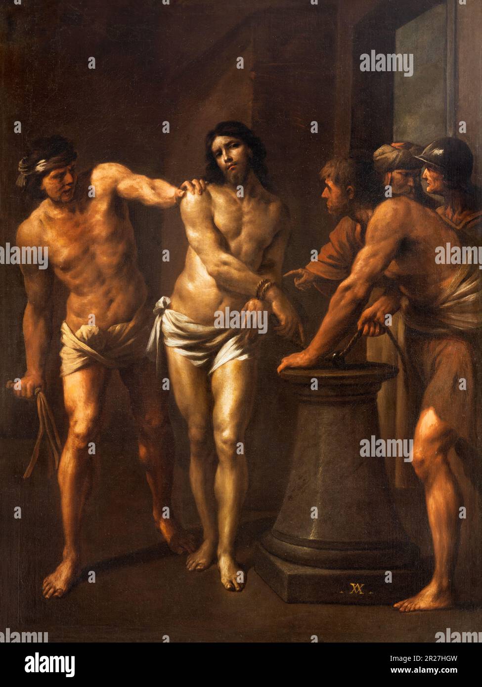 NAPLES, ITALY - APRIL 22, 2023: The painting of Flagellation in the church Pieta dei Turchini by Andrea Vaccaro (1650 - 1674). Stock Photo