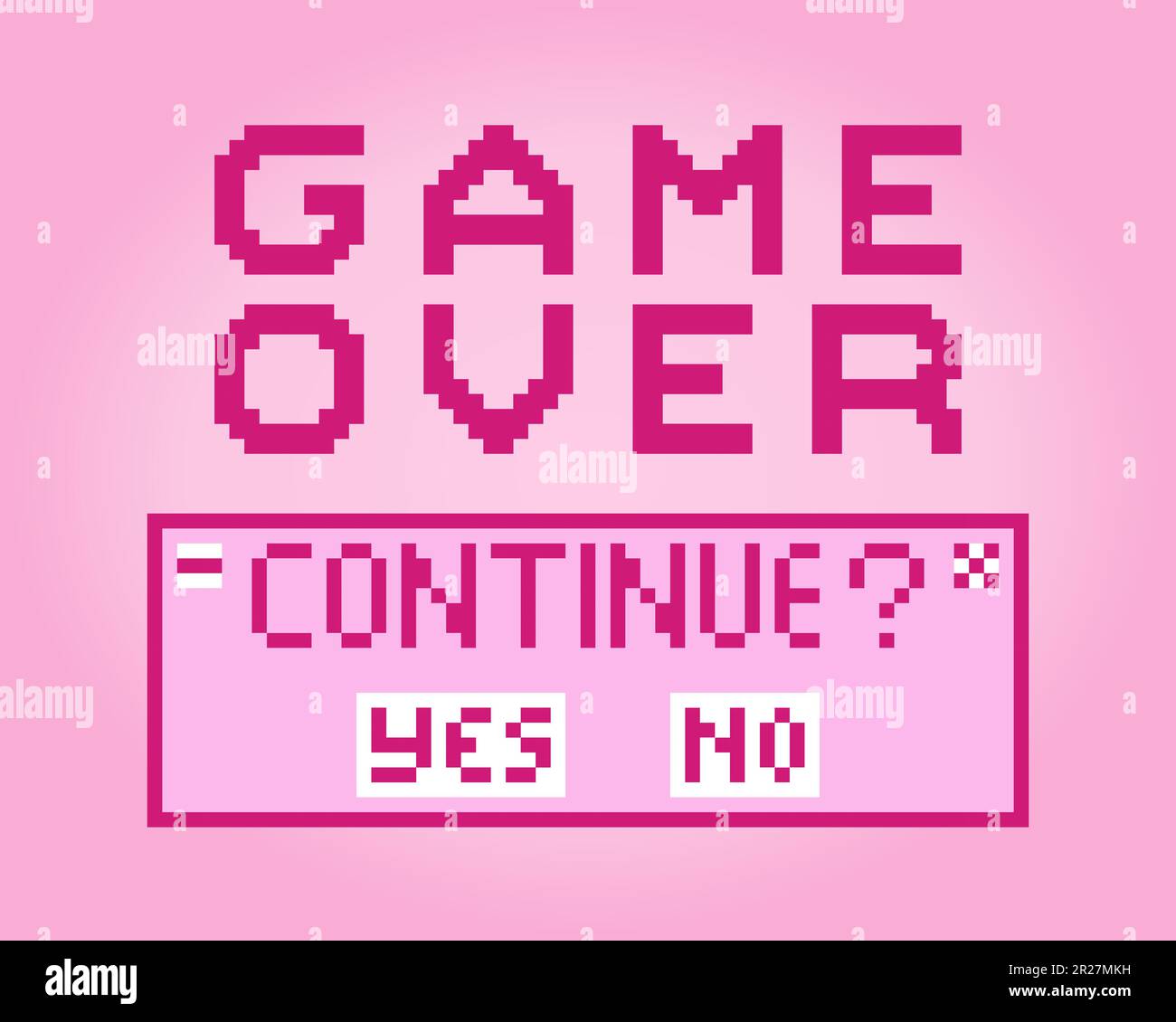 8-bit pixel text, game over. Background icon for game assets in vector illustrations. Stock Vector