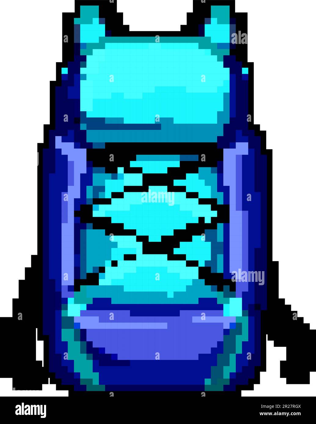 nature hiking backpack game pixel art vector illustration Stock Vector