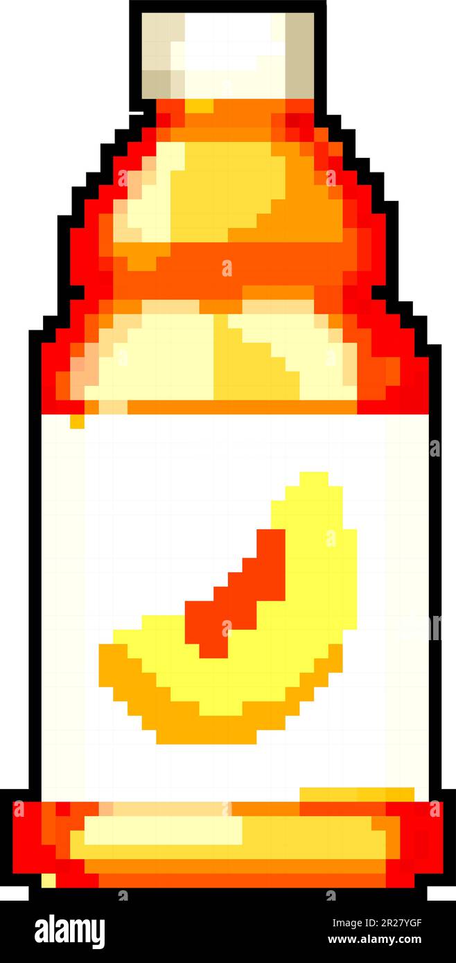 fruit juice bottle game pixel art vector illustration Stock Vector
