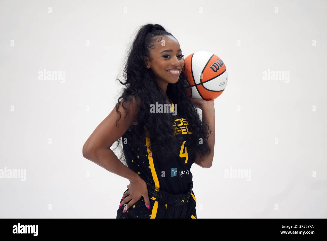 Los Angeles Sparks guard Lexie Brown (4) poses during media day, Wednesday,  Apr. 27, 2022, in Torrance, Calif. (Photo by Image of Sport/Sipa USA Stock  Photo - Alamy