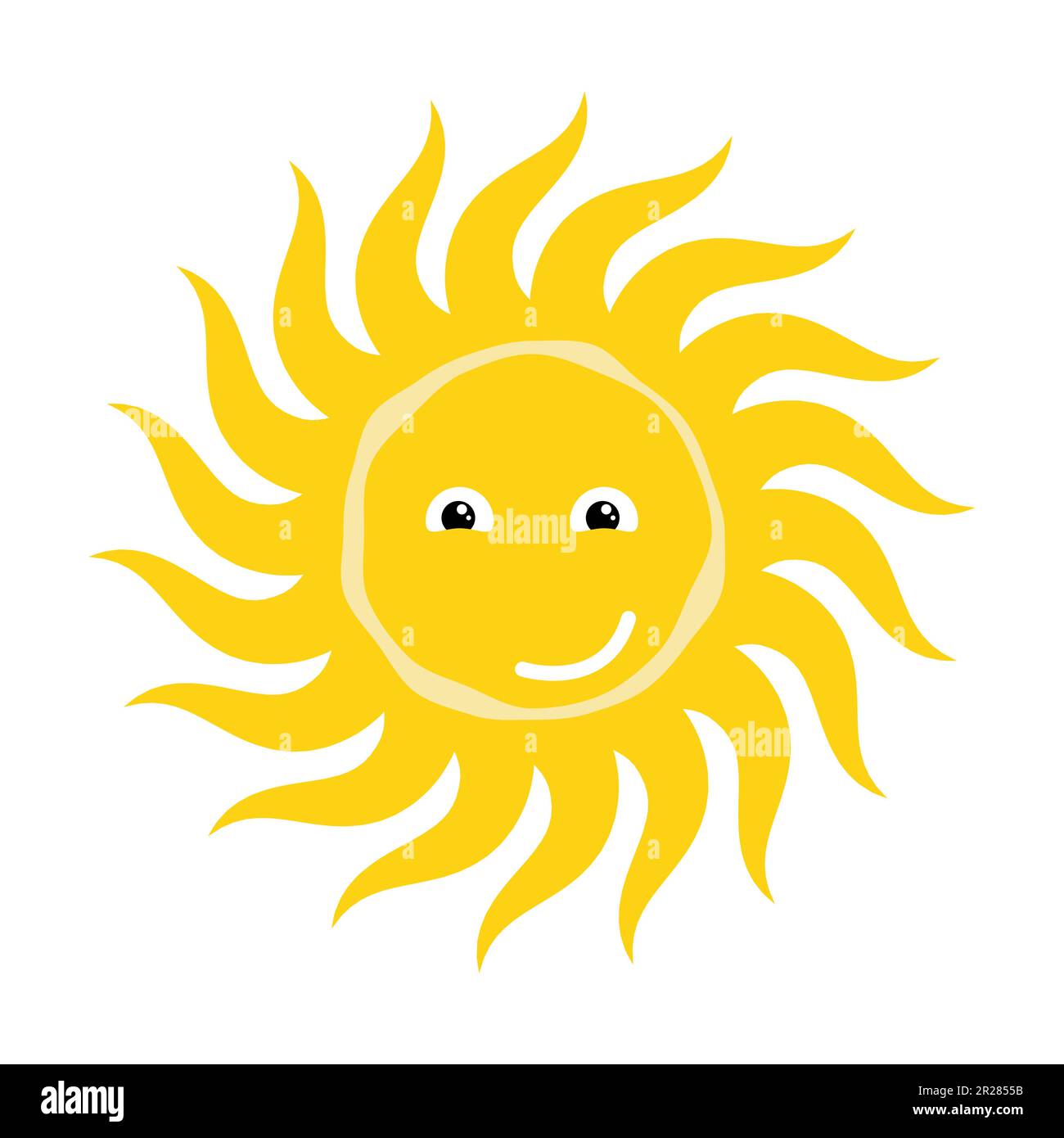 Stylized yellow summer sun funny character with affectionate face. Sun icon  with different shapes of rays. Simple Vector isolated on white background  Stock Vector Image & Art - Alamy