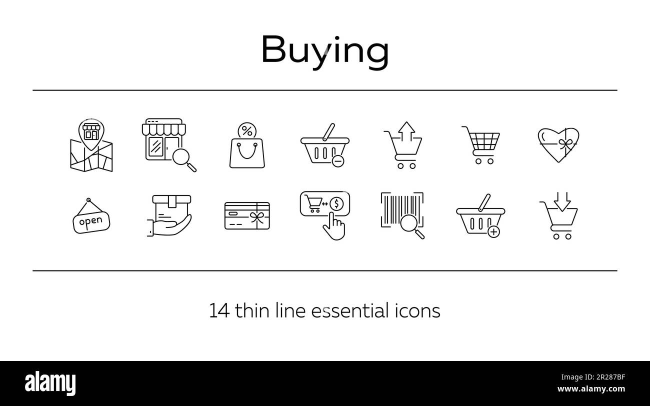 Buying line icon set Stock Vector Image & Art - Alamy
