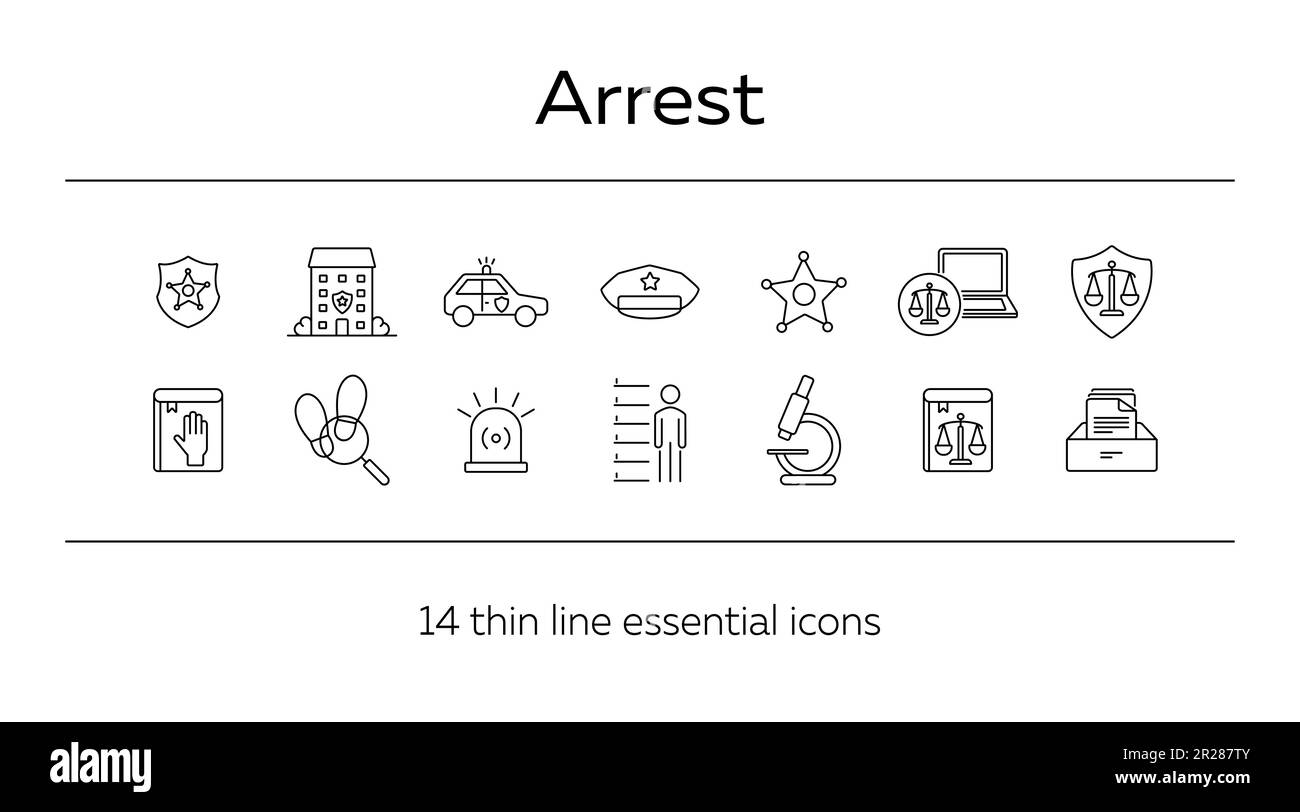 Criminal arrest icon outline Black and White Stock Photos & Images - Alamy