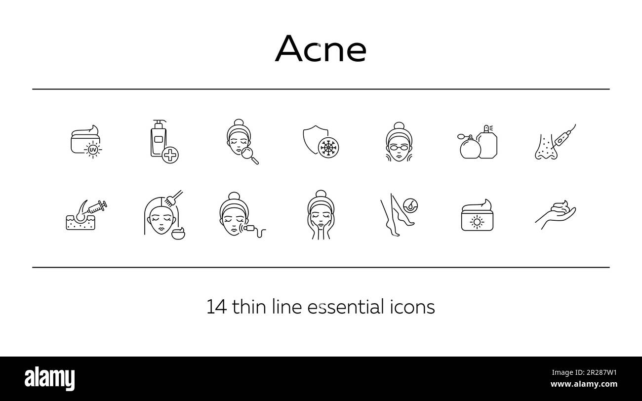 Acne line icon set Stock Vector