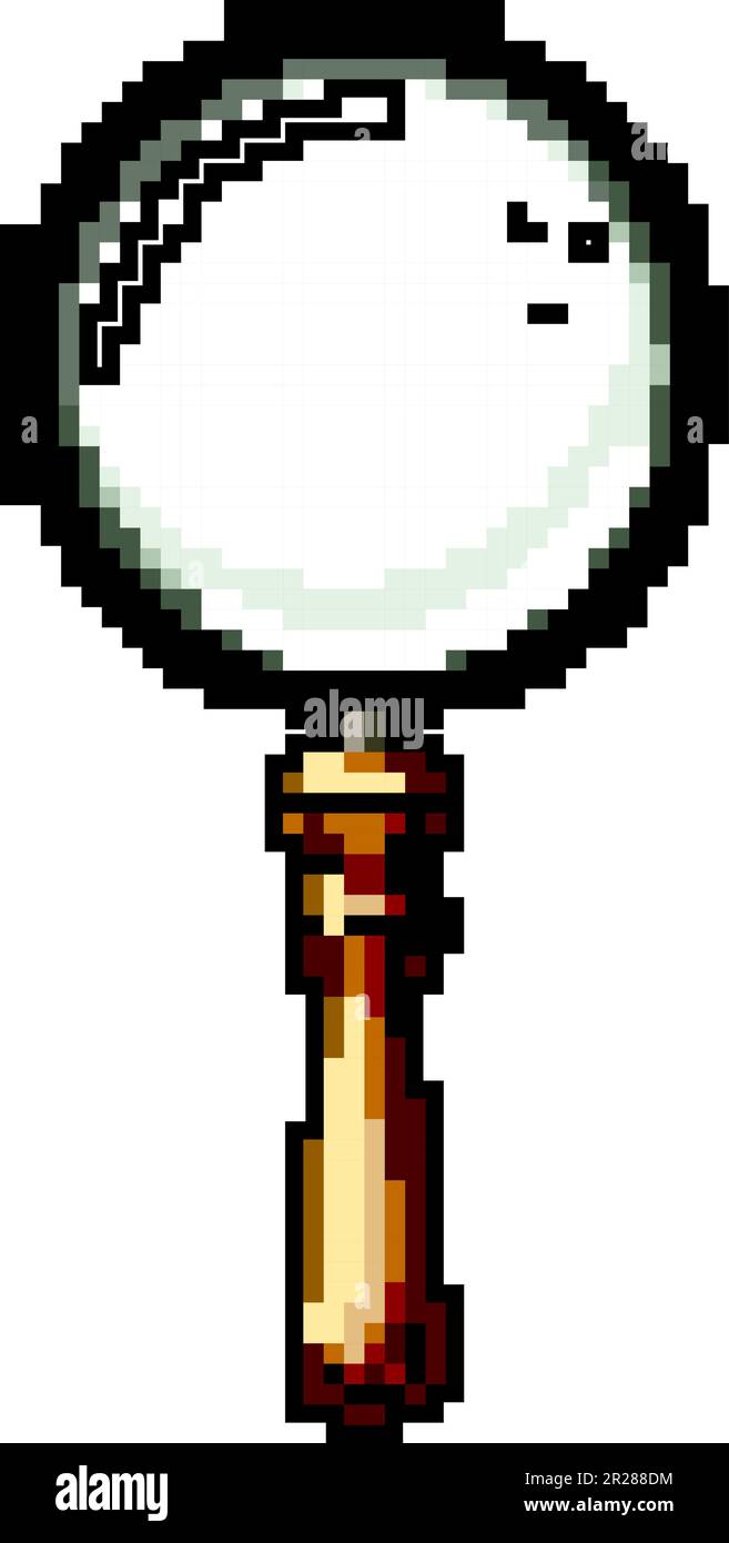 optical magnifying glass game pixel art vector illustration Stock