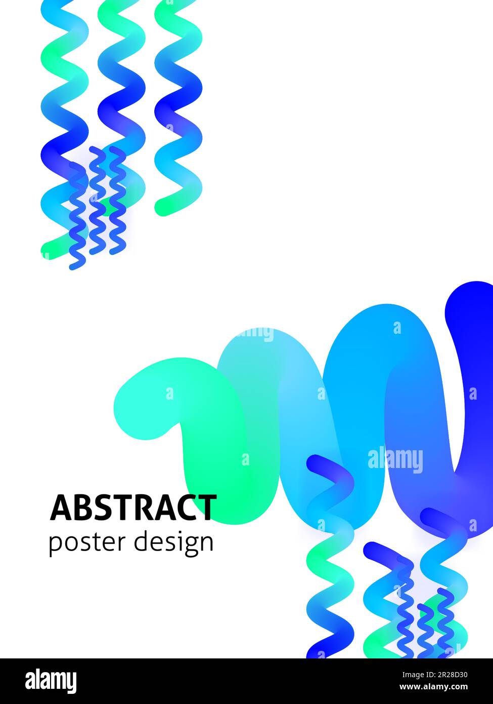 Modern Blue Wave Art Poster Stock Vector