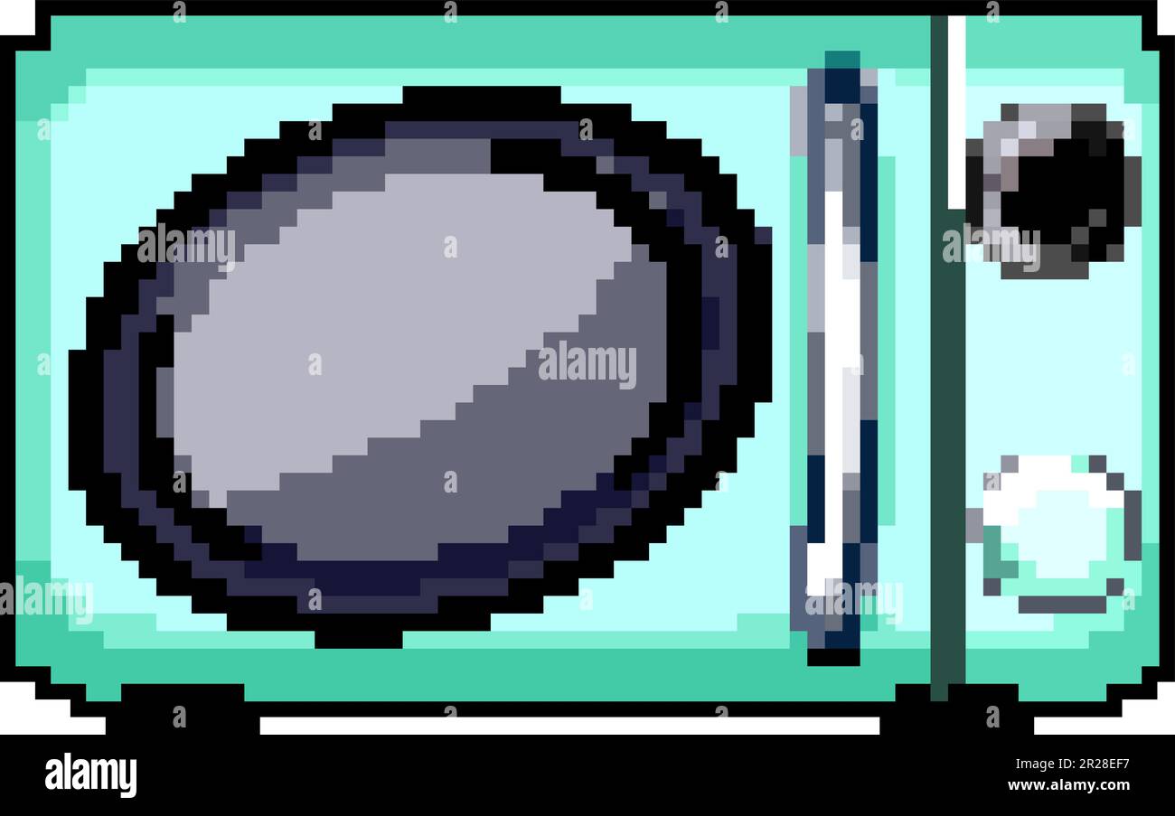 button microwave oven game pixel art vector illustration Stock Vector
