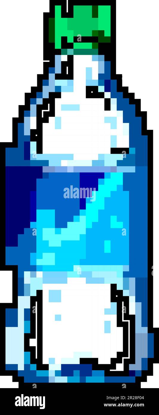 drink mineral water bottle game pixel art vector illustration Stock