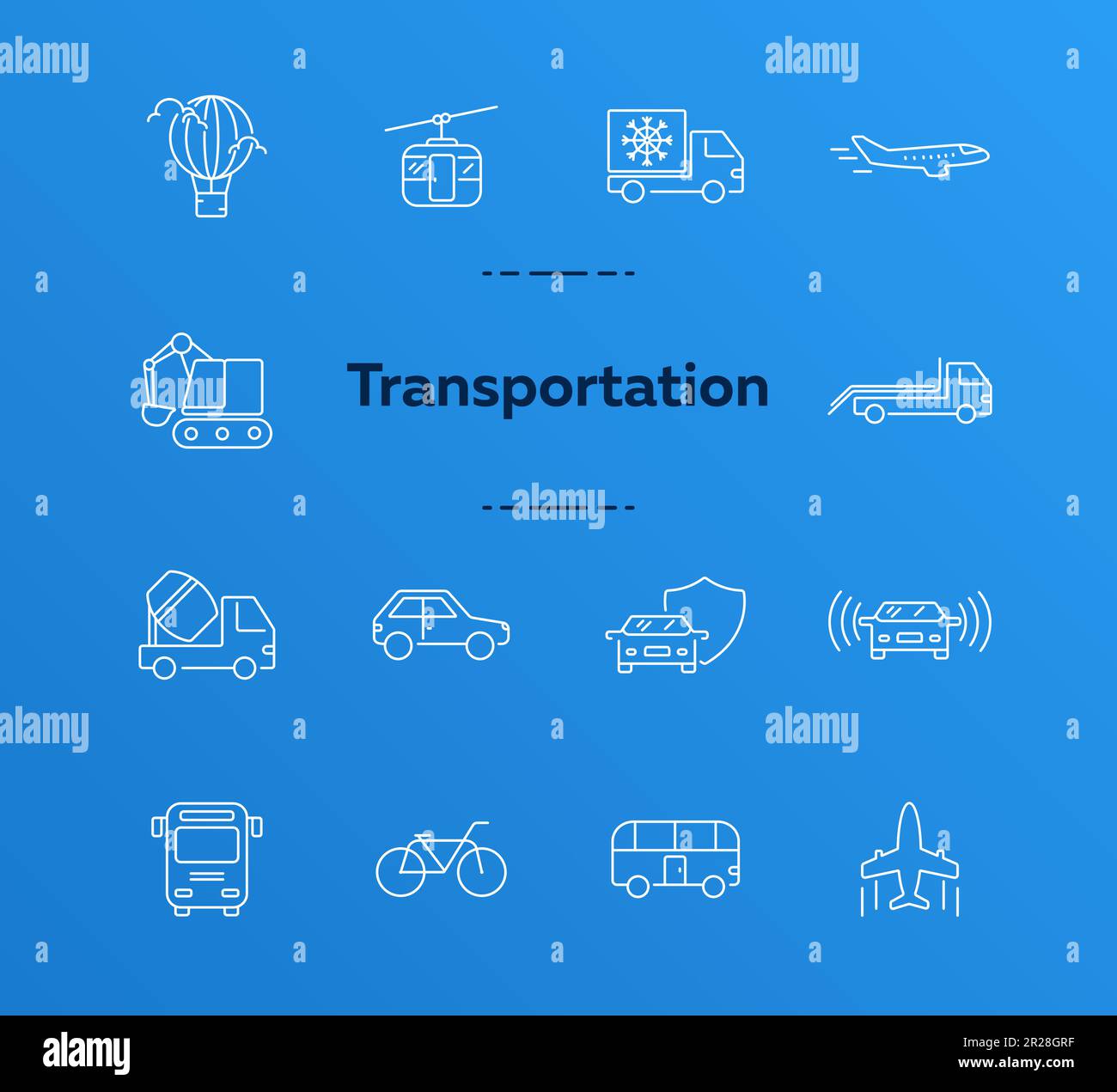 Transport line icon set. Van, car, airplane Stock Vector Image & Art ...