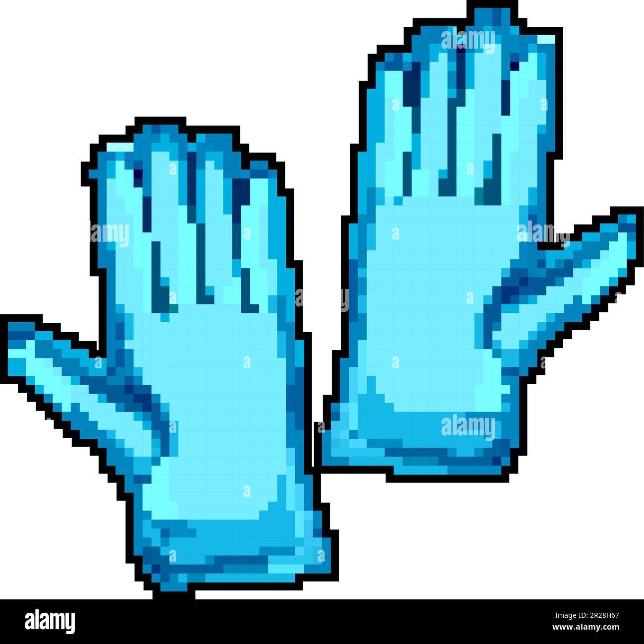 wool mittens gloves winter game pixel art vector illustration Stock
