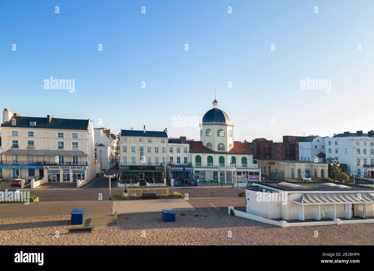 the beach and seafront at worthing from the air on the west sussex coast Stock Photo
