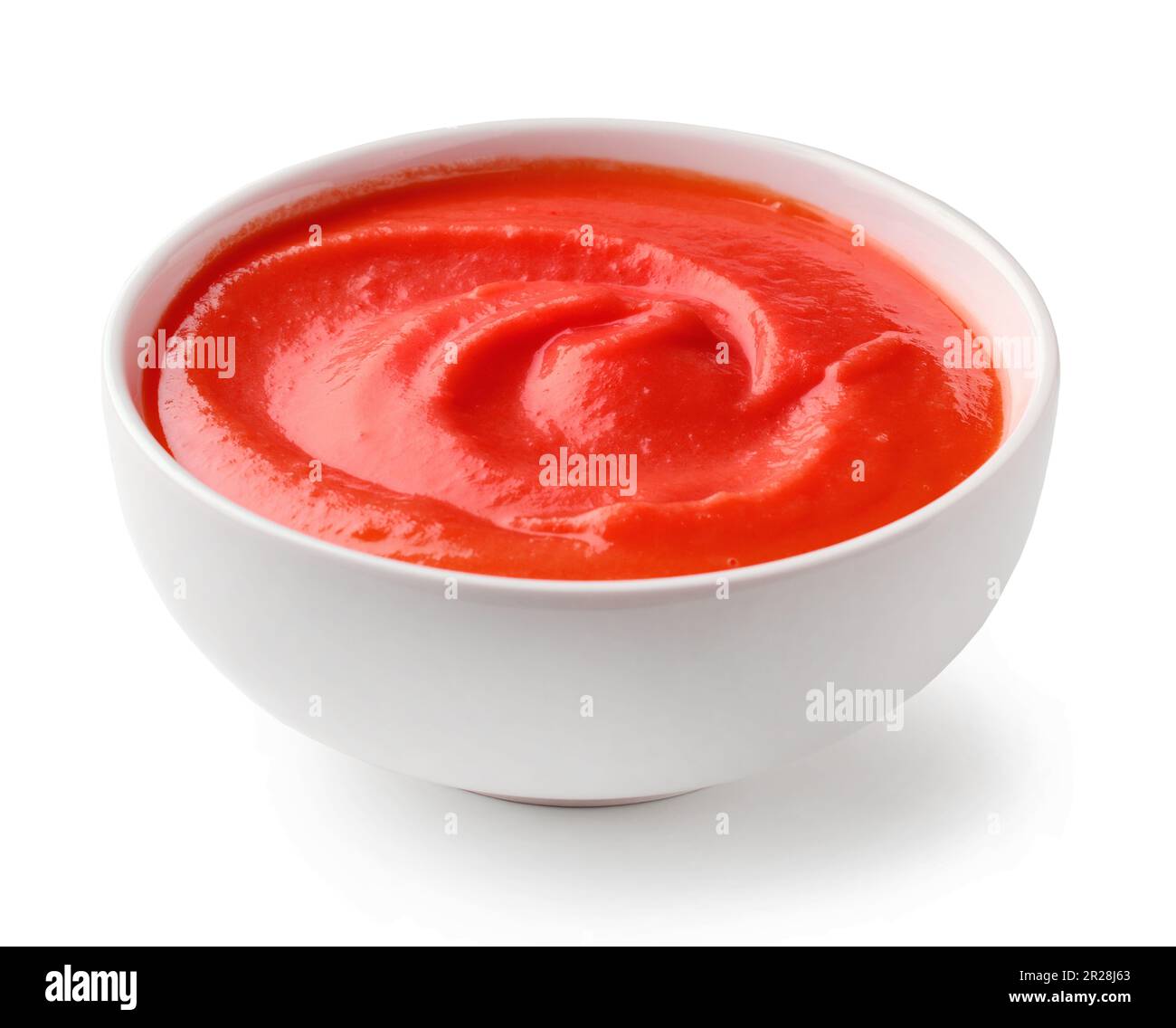 bowl of tomato puree ketchup isolated on white background Stock Photo