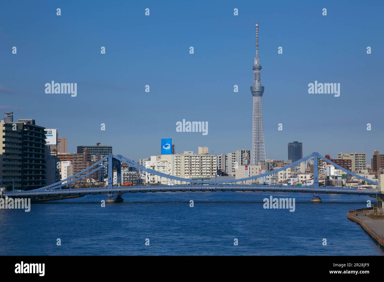 Sumida River, Kiyosu bridge, and Tokyo Sky Tree Stock Photo