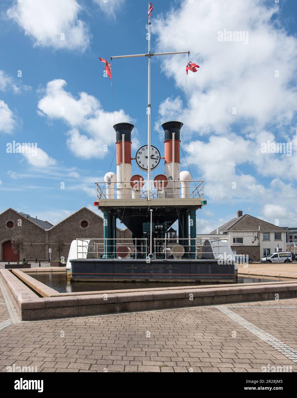 The Jersey steam clock is a fullscale replica of the centre section of