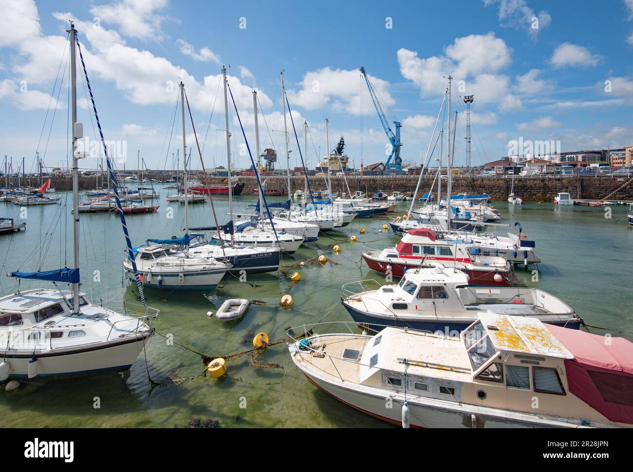 Boats in the harbour area near the Maritime museum in Jersey, Channel