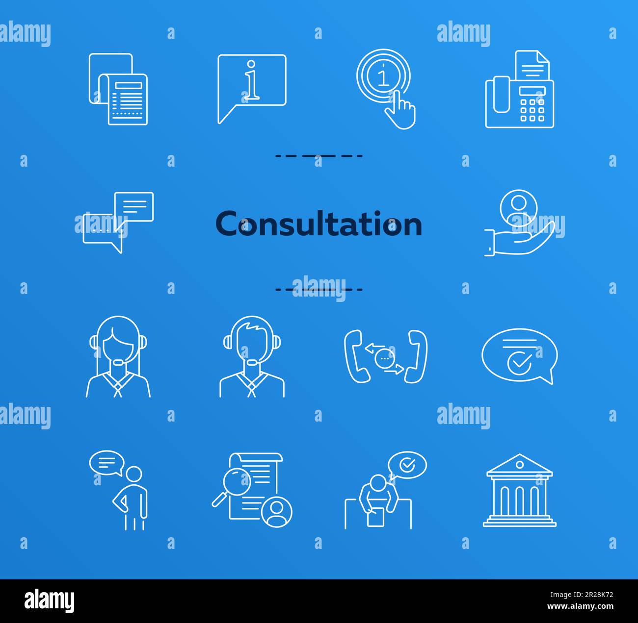 Consultation line icon set Stock Vector