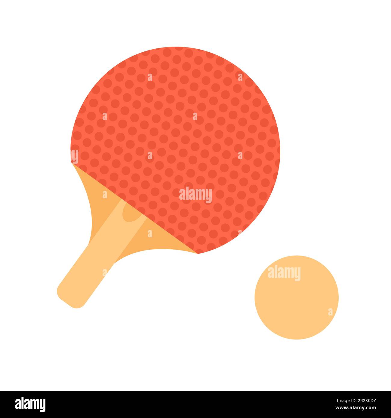 Ping pong paddle with ball semi flat colour vector object Stock Vector