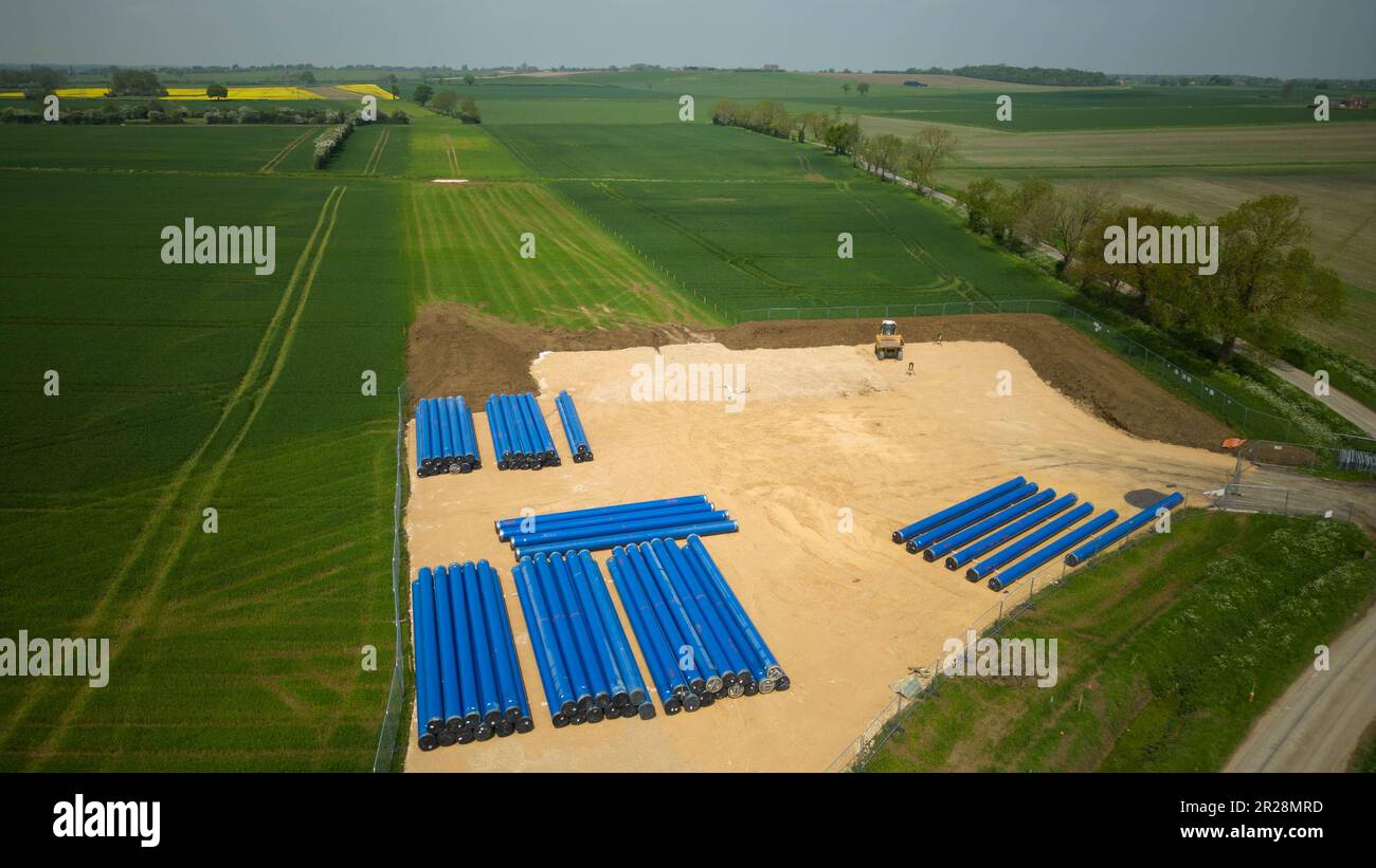 14th May 2023 Water pipe line being installed by Anglia water running