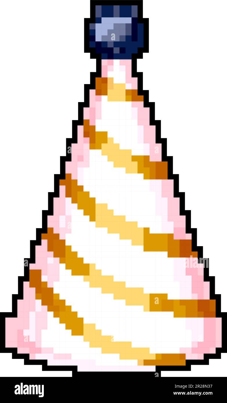 celebration party hat game pixel art vector illustration Stock Vector