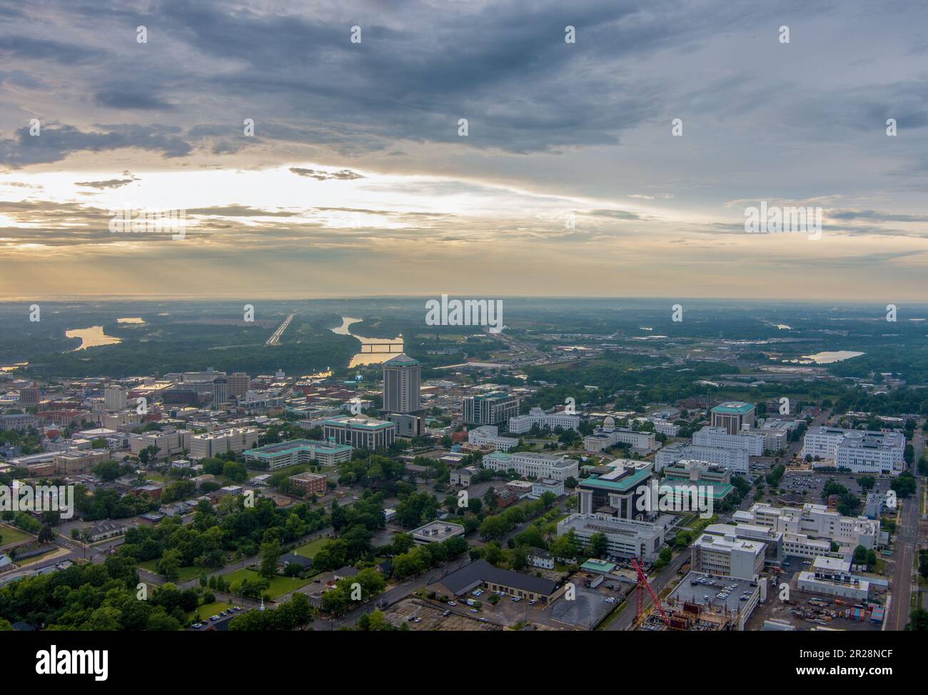 Aerial view of Montgomery, Alabama at sunset Stock Photo Alamy