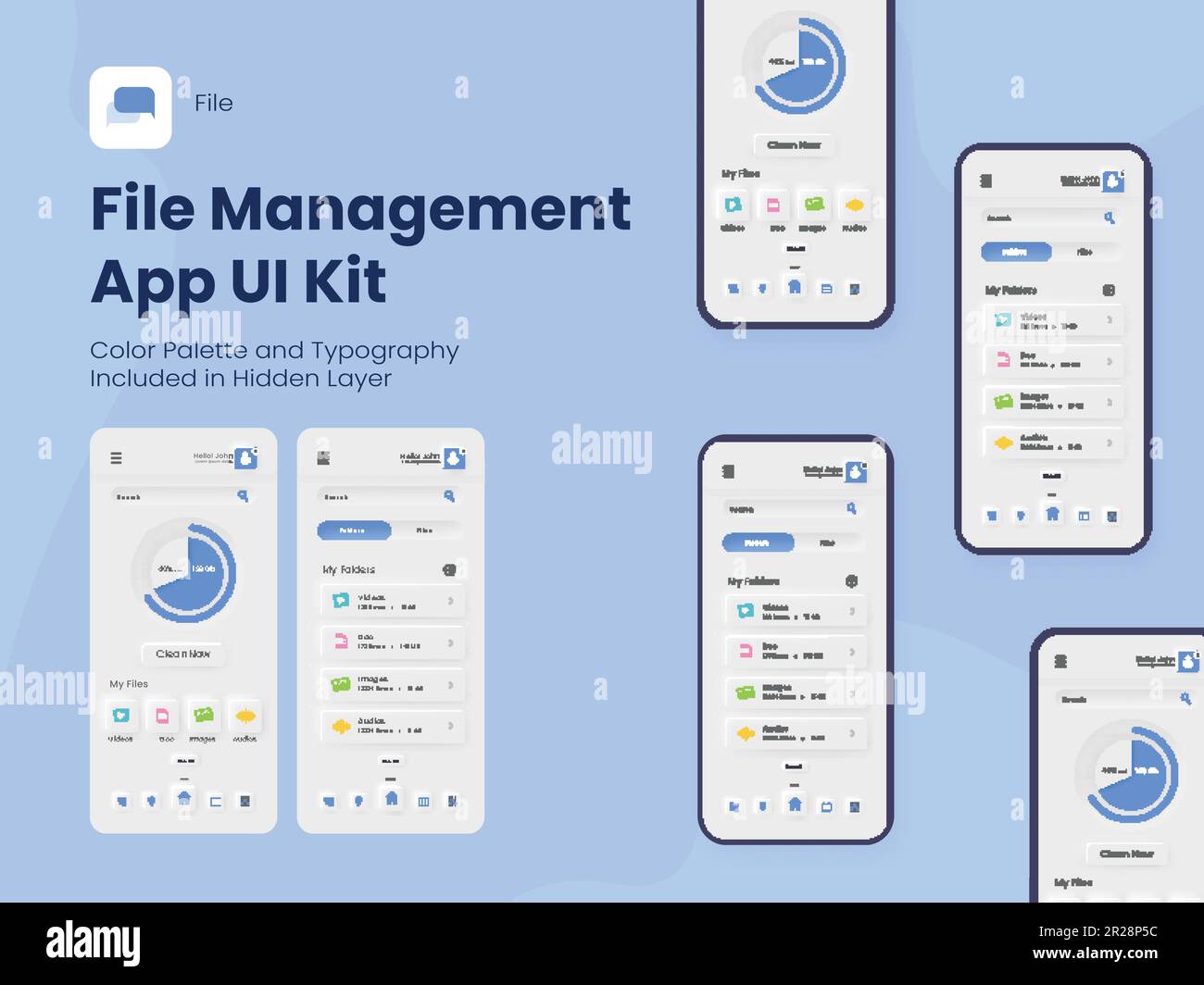 File Management Mobile App UI Screens Including As Login, Sign Up, Data Storage for Responsive