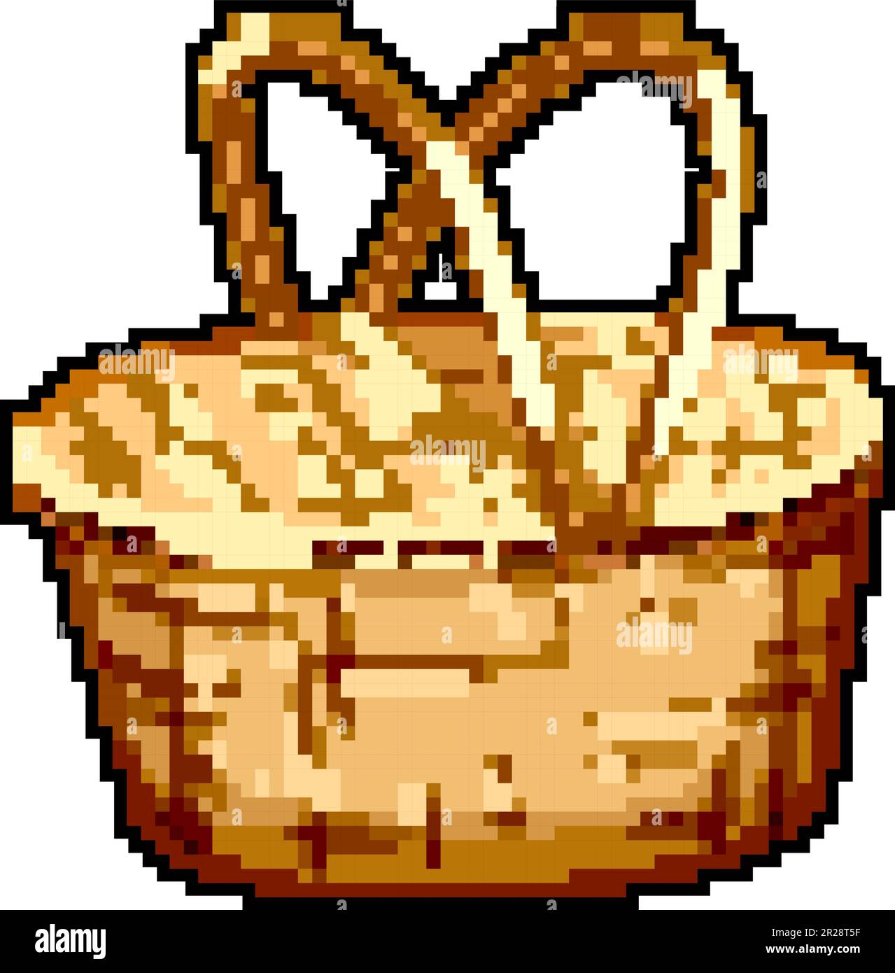 bread picnic basket game pixel art vector illustration Stock Vector