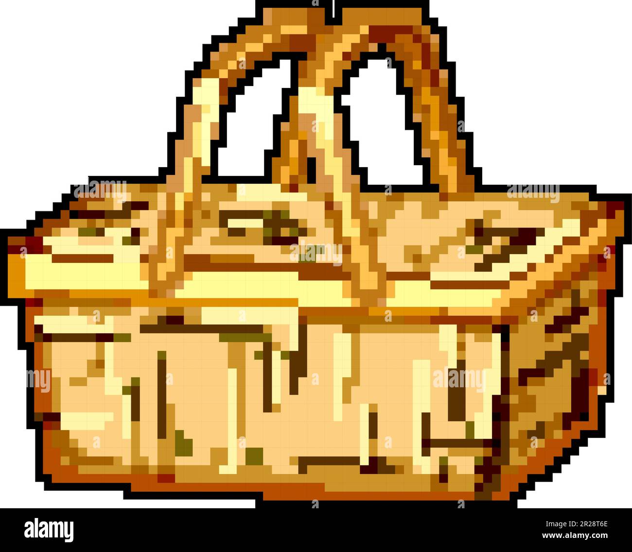 hamper picnic basket game pixel art vector illustration Stock Vector