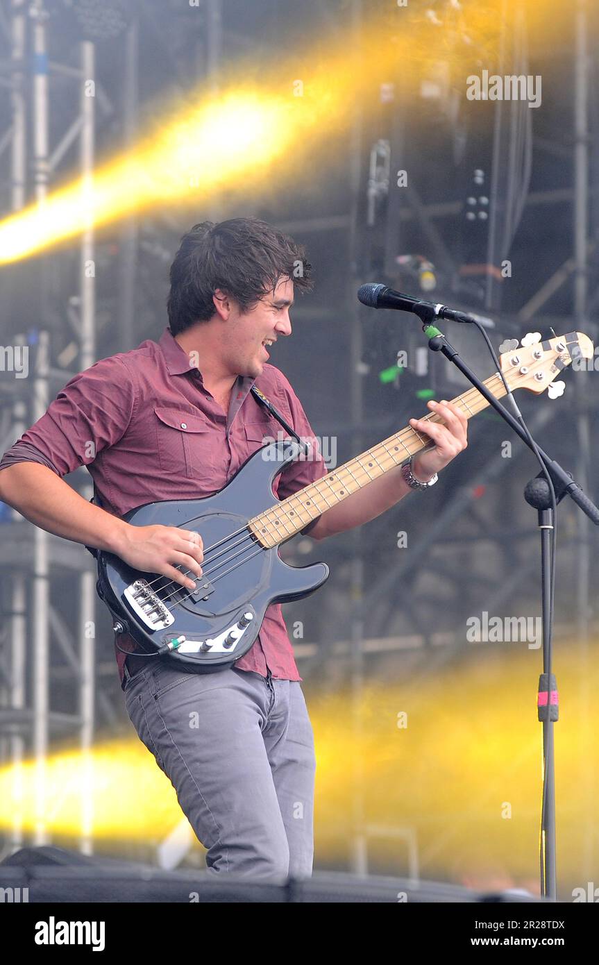Milan Italy 2012-07-05 :  Chris Batten bassist of Enter Shikari live concert at Heineken Jammin Festival 2012 Stock Photo