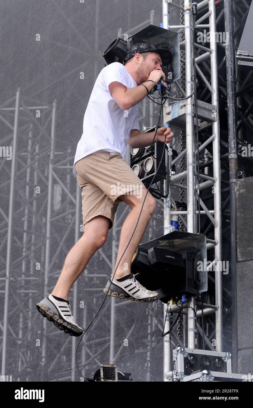 Milan Italy 2012-07-05 :  Rou Reynolds singer of Enter Shikari during live concert at Heineken Jammin Festival 2012 Stock Photo