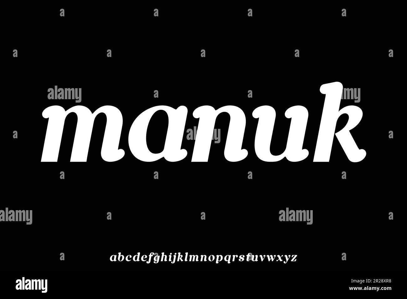 Thick rounded italic serif display font vector illustration Stock