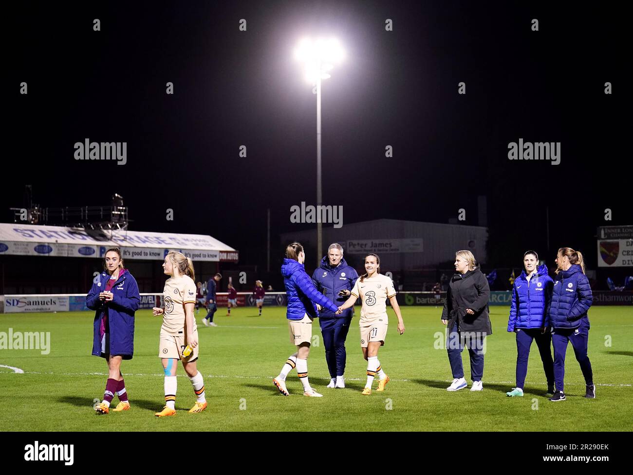 Chelsea players after the Barclays Women's Super League match at Chigwell Construction Stadium, London Stock Photo