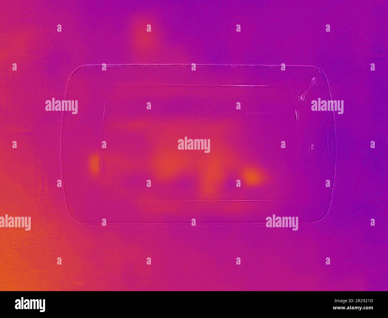 A thermal image of a light switch captured with an infrared thermal