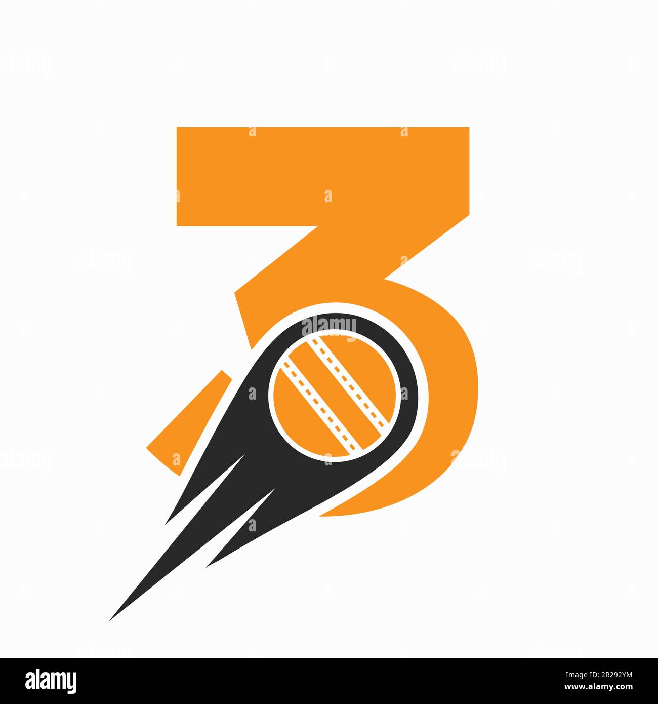 Letter 3 Cricket Logo Concept With Moving Ball Icon For Cricket Club ...