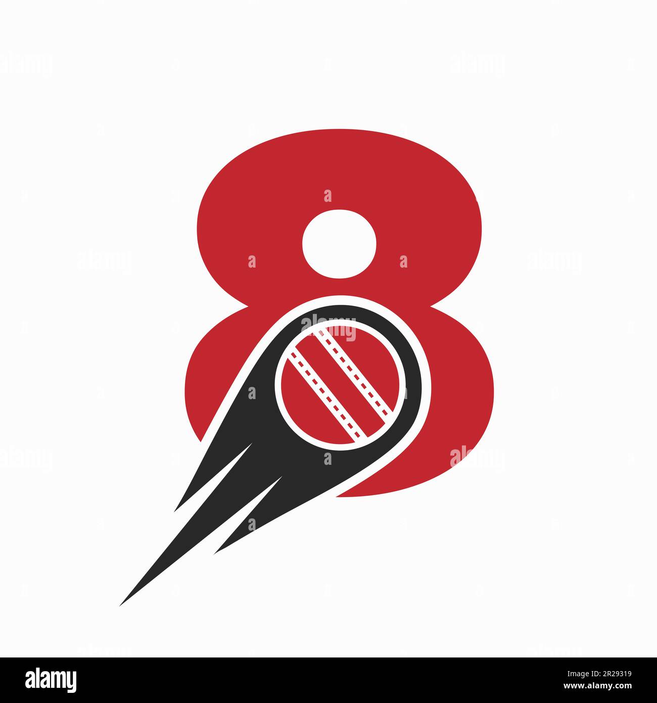 Letter 8 Cricket Logo Concept With Moving Ball Icon For Cricket Club ...