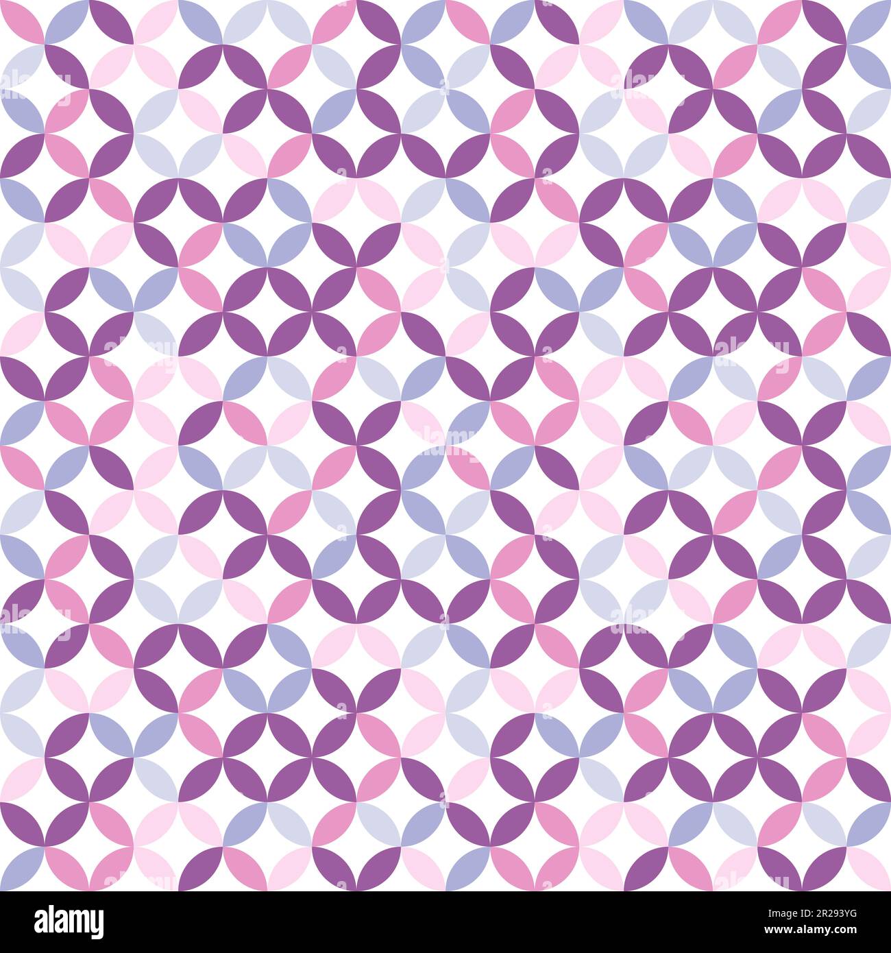 Colorful geometric pattern. Interconnecting circles and ovals abstract retro fashion texture. Seamless pattern. Pink and violet. Stock Vector