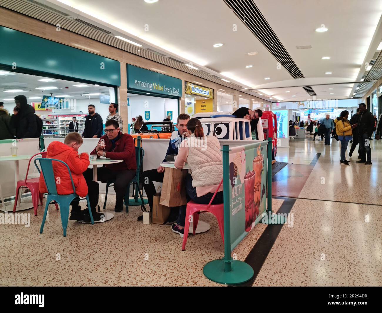 Indoor Shopping Mall at Luton Central City Downtown, The Footage of The