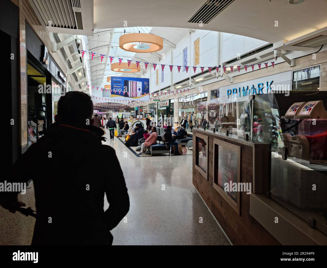 Indoor Shopping Mall at Luton Central City Downtown, The Footage of The
