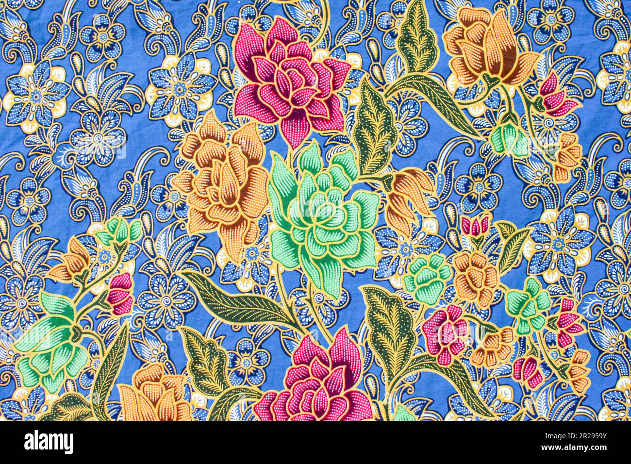 The sarong pattern for females is a beautiful and colorful art in Malaysian, Indonesian, and Thailand. Sarong texture art flowers and fashion for wome Stock Photo