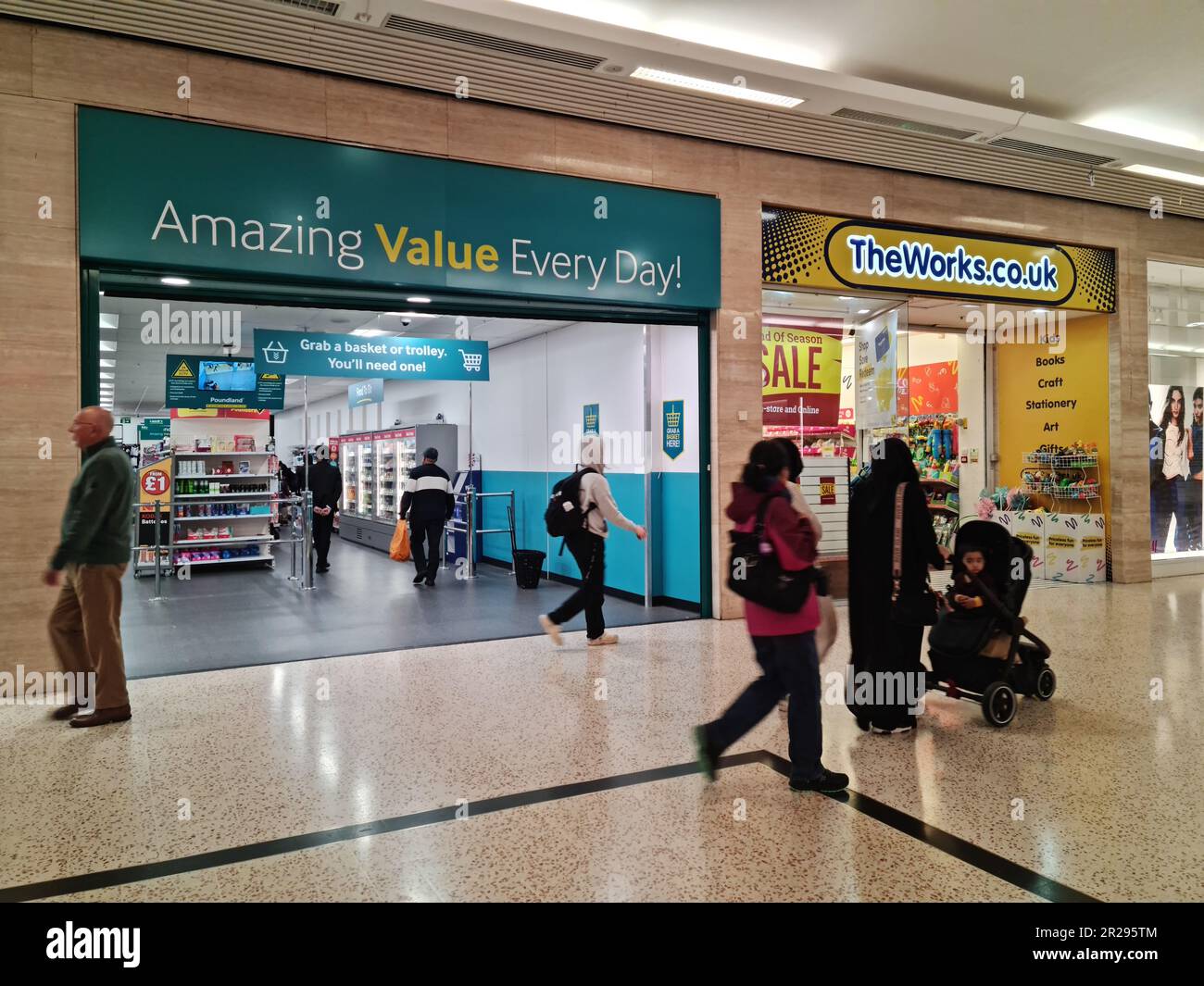 Indoor Shopping Mall at Luton Central City Downtown, The Footage of The